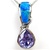 Silver Pendant with Inlay Created Opal and Tanzanite CZ