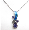 Silver Pendant with Created Opal & Tanzanite CZ