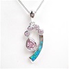 Silver Pendant with Created Opal and Pink CZ