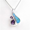 Silver Pendant with Created Opal & Amethyst CZ