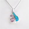 Silver Pendant with Created Opal and Pink CZ