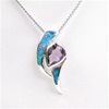 Silver Pendant with Created Opal & Amethyst CZ
