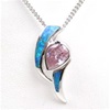 Silver Pendant with Created Opal and Pink CZ