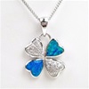 Silver Pendant with Inlay Created Opal  & White CZ