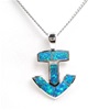 Silver Pendant with Inlay Created Opal - Anchor