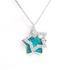 Silver Pendant with Inlay Created Opal & White CZ