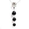 Silver Pendant (Rhodium Plated) w/ Black Stone