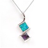 Silver Pendant with Created Opal & Amethyst CZ