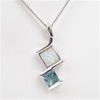 Silver Pendant with Created Opal & Blue Topaz