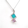 Silver Pendant with Created Opal and Pink CZ