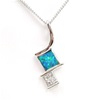 Silver Pendant with Inlay Created Opal & White CZ