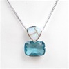 Silver Pendant with Created Opal & Blue Topaz