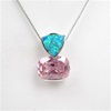 Silver Pendant with Created Opal and Pink CZ