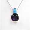 Silver Pendant with Created Opal & Amethyst CZ