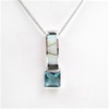 Silver Pendant with Created Opal & Blue Topaz