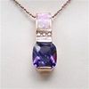 Silver Pendant (Rose Gold Plated) with Inlay Created Opal, White & Tanzanite CZ