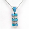 Silver Pendant with Inlay Created Opal & White CZ