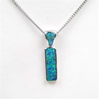 Silver Pendant with Inlay Created Opal