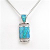 Silver Pendant with Inlay Created Opal & White CZ