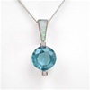 Silver Pendant with Opal, White CZ & Blue Topaz