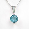 Silver Pendant with Inlay Created Opal, White CZ and Blue Topaz