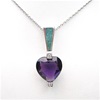 Silver Pendant with Created Opal, Wht & Amethyst CZ