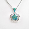 Silver Pendant with Inlay Created Opal & White CZ