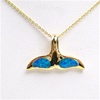 Silver Pendant Gold Plated W/ Inlay Created Opal