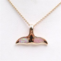 Silver Pendant Rose Gold Plated w/ Inlay Created Opal