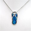 Silver Pendant with Inlay Created Opal