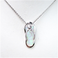 Silver Pendant with Inlay Created Opal