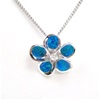 Silver Pendant w/ Inlay Created Opal & White CZ