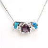 Silver Pendant w/ Created Opal, Wht & Amethyst CZ