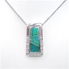 Silver Pendant with Inlay Created Opal & White CZ