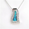 Silver Pendant w/ Inlay Created Opal & White CZ