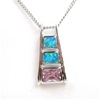 Silver Pendant w/ Created Opal and Pink CZ