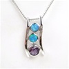 Silver Pendant w/ Created Opal & Amethyst CZ