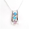 Silver Pendant w/ Created Opal and Pink CZ