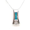 Silver Pendant w/ Inlay Created Opal & White CZ