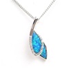 Silver Pendant w/ Inlay Created Opal & White CZ