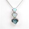 Silver Pendant w/ Created Opal & Blue Topaz