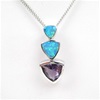 Silver Pendant w/ Created Opal & Amethyst CZ