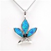 Silver Pendant w/ Inlay Created Opal & White CZ