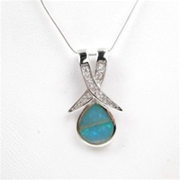 Silver Pendant with Inlay Created Opal