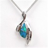 Silver Pendant with Inlay Created Opal