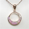 Silver Pendant (Rose Gold Plated) with Inlay Created Opal