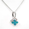 Silver Pendant with Inlay Created Opal & White CZ