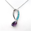 Silver Pendant with Created Opal & Amethyst CZ