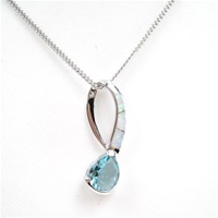 Silver Pendant with Created Opal & Blue Topaz