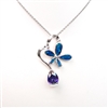 Silver Pendant with Inlay Created Opal & Tanzanite CZ